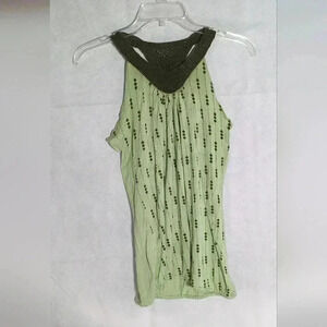 Yak N Yeti Crochet collar tank top Green sz S